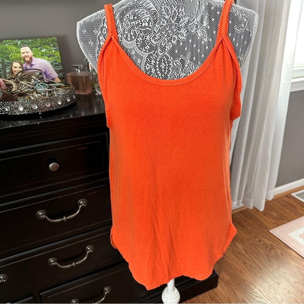 We The Free Bright Orange Scoop Neck Soft Knit, Easy Fit, Layering Essential S - Picture 2 of 11